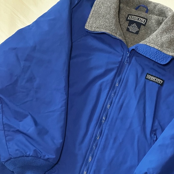 Lands End Vintage Bomber Jacket Men/Women Size Medium Blue Made In Korea - Picture 2 of 10